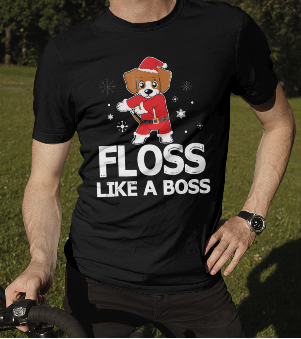 Beagle Dog Floss Like A Boss Santa Snowflakes T-Shirt