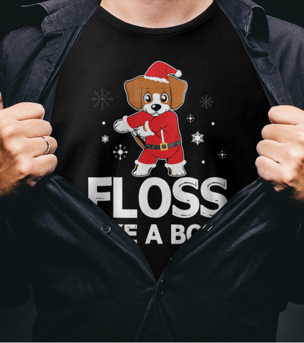Beagle Dog Floss Like A Boss Santa Snowflakes T-Shirt