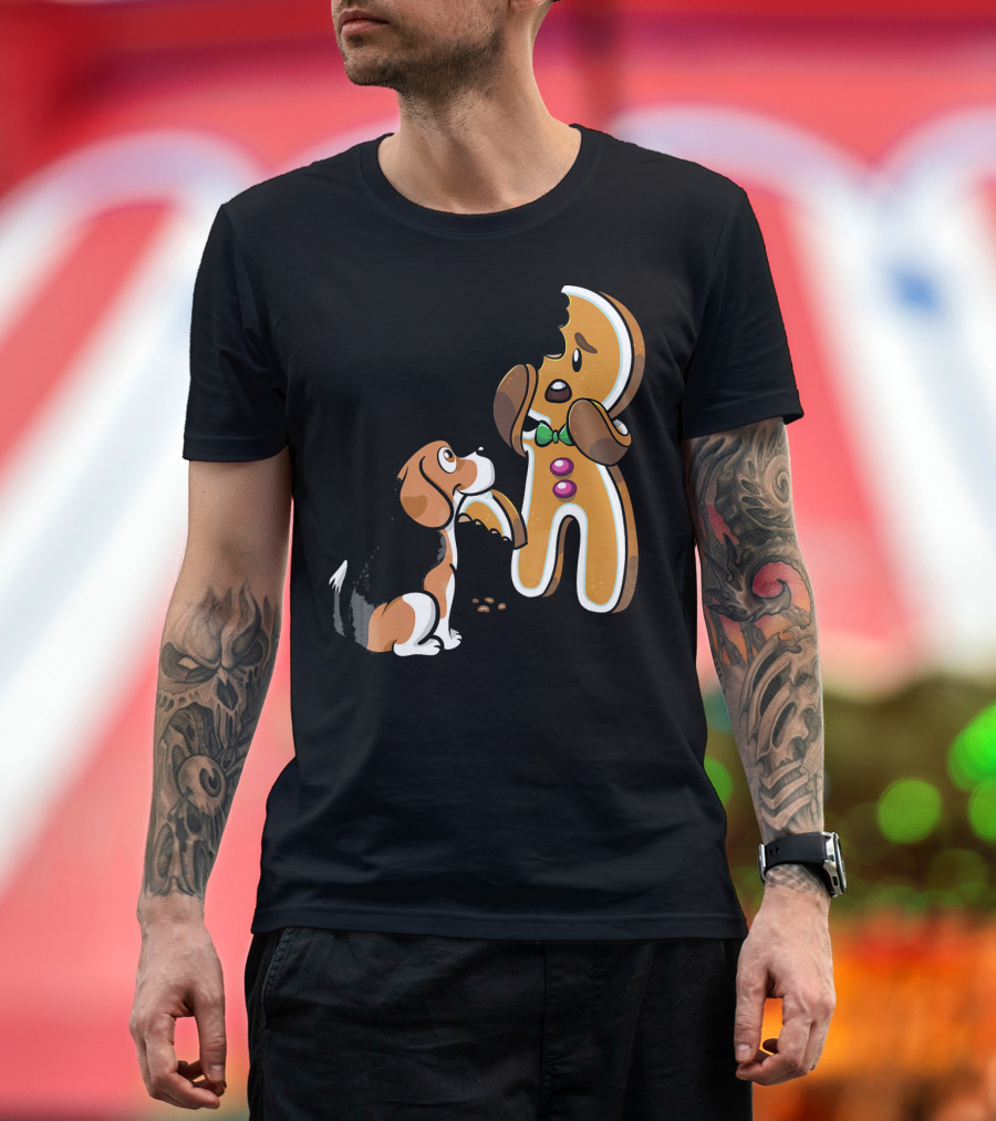 Beagle Takes Bite Out of Gingerbread Man T-Shirt