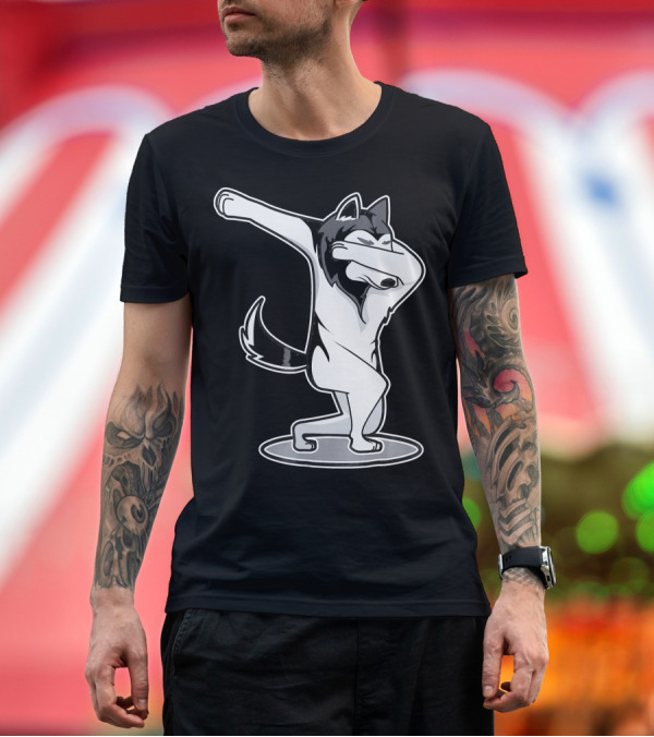 Premium T-Shirt: Husky Puppy Dabbing Dance T-Shirt Husky Puppy Dabbing Dance T-Shirt