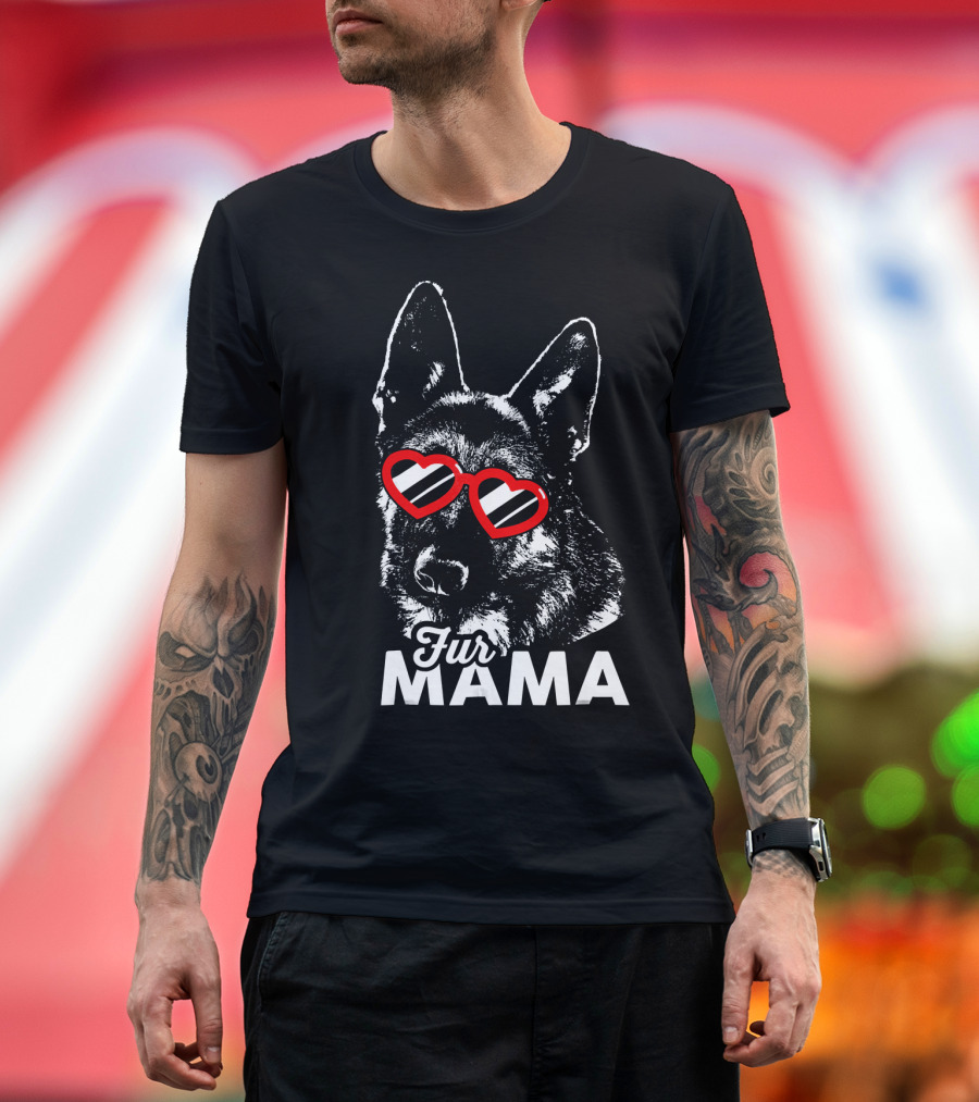 Fur Mama German Shepherd Heart Sunglasses T-Shirt