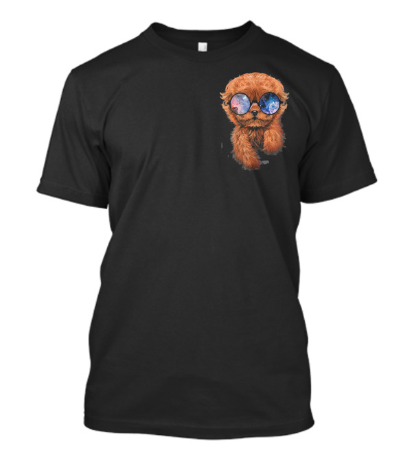 Apricot Poodle Wearing Cosmic Galaxy Eyeglasses T-Shirt