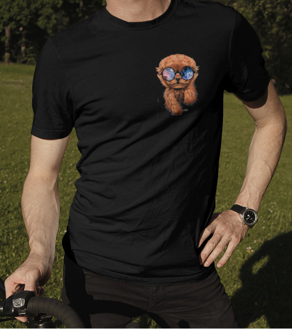 Apricot Poodle Wearing Cosmic Galaxy Eyeglasses T-Shirt