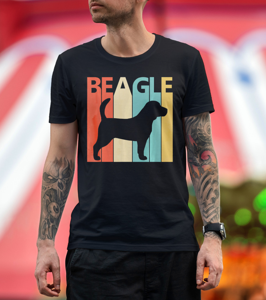 Beagle Retro Silhouette on Color T-Shirt
