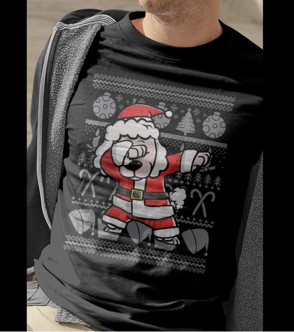 Santa Dabbing Poodle Ugly Christmas T-Shirt