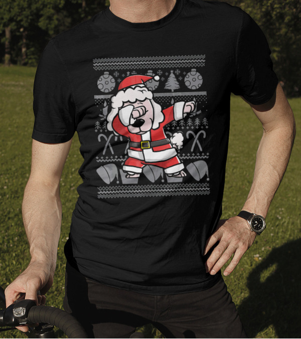 Santa Dabbing Poodle Ugly Christmas T-Shirt