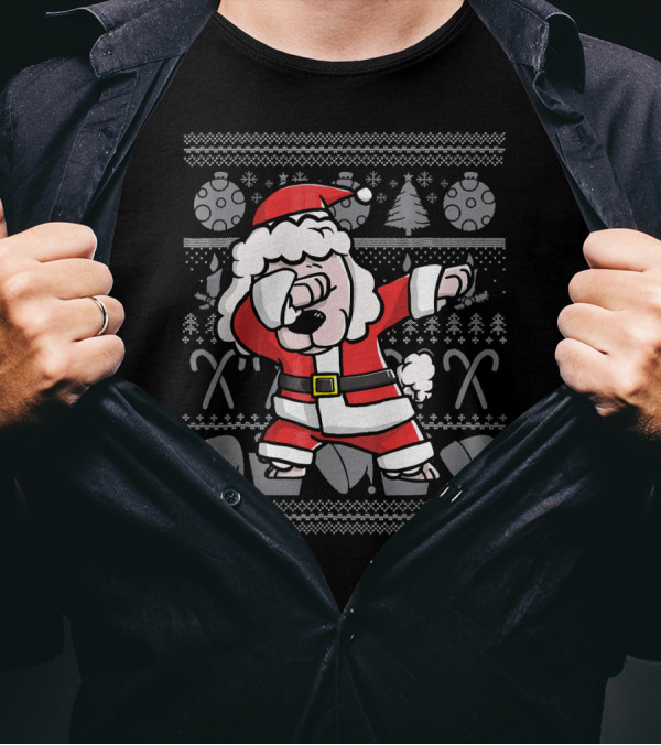 Santa Dabbing Poodle Ugly Christmas T-Shirt