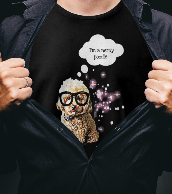 Funny I'm A Nerdy Poodle Nerd With Glasses And Sparkles T-Shirt