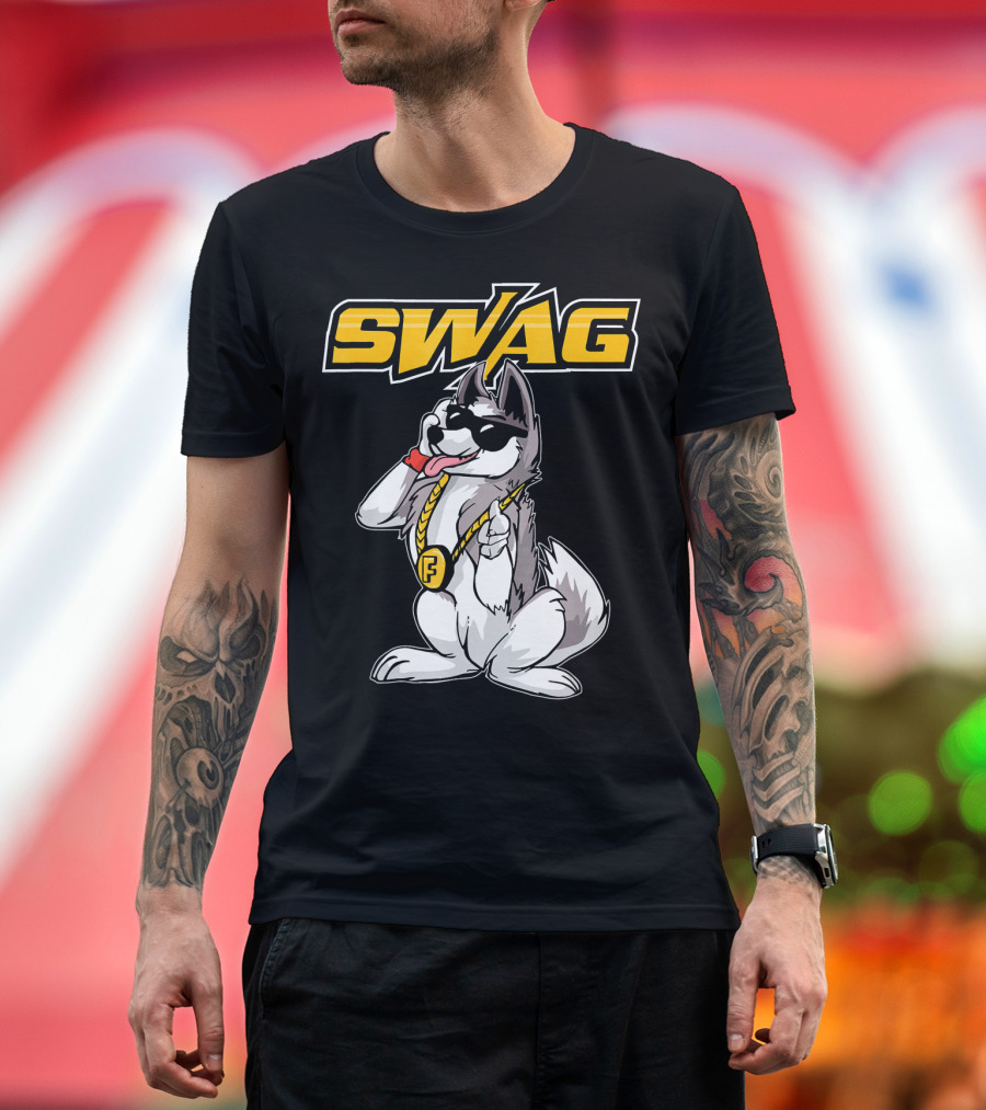 Furry Swag Husky with Sunglasses and Chain T-Shirt