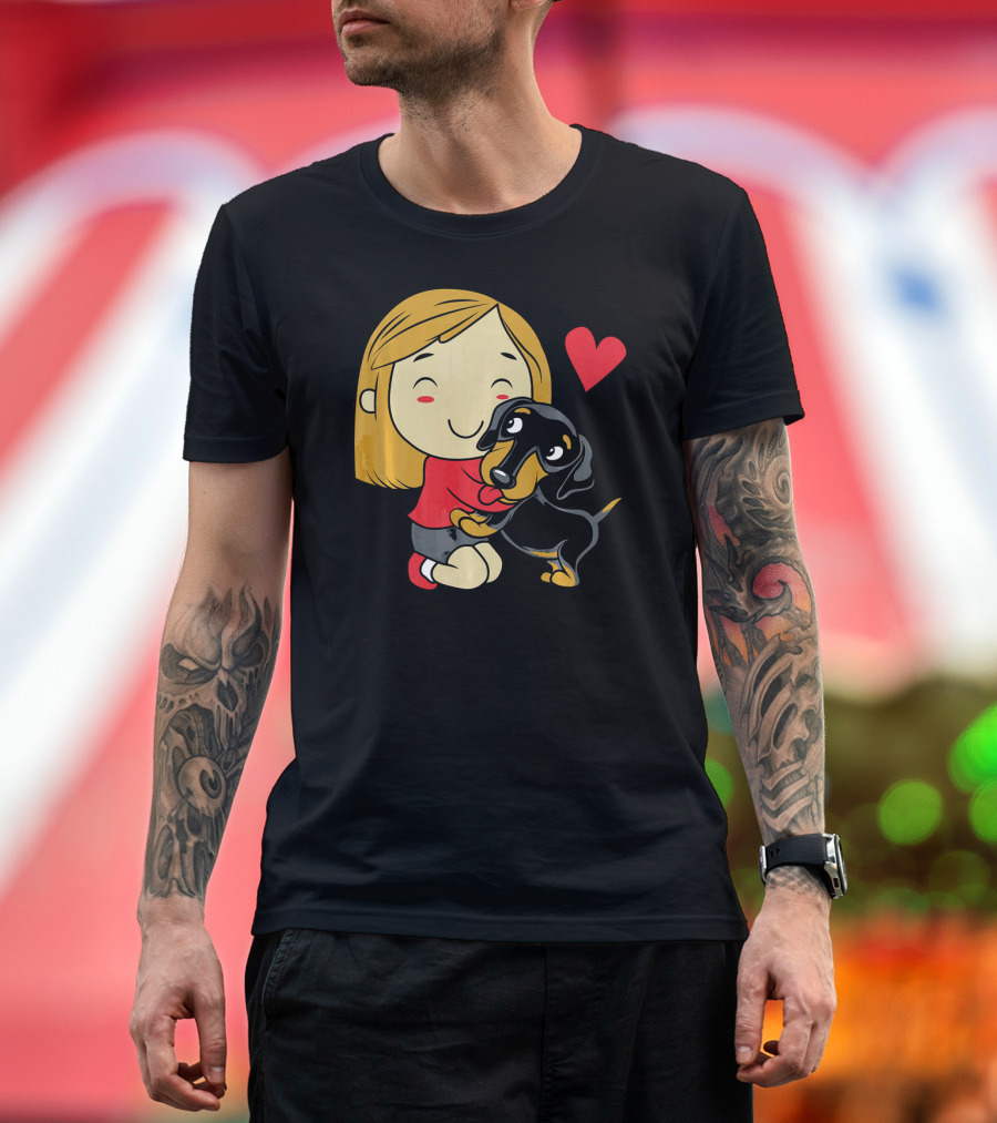 Happy Heart Dachshund Hug T-Shirt