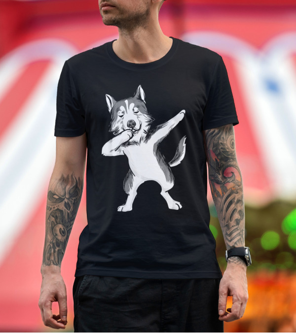 Premium T-Shirt: Dabbing Siberian Husky Chukcka Big Dog Pose T-Shirt Dabbing Siberian Husky Chukcka Big Dog Pose T-Shirt