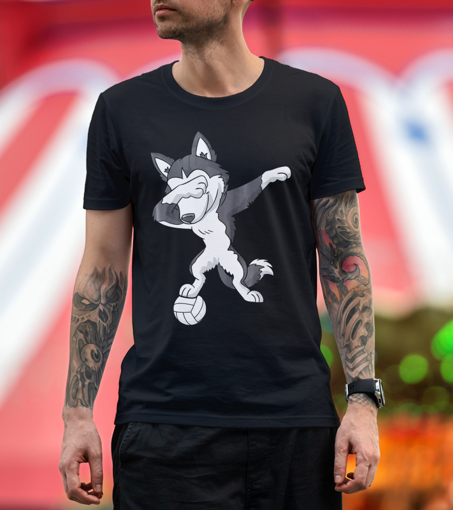 Dabbing Siberian Husky with Volleyball T-Shirt