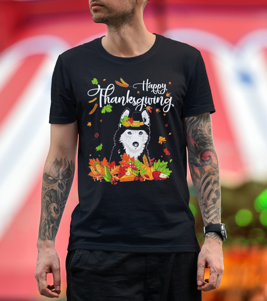 Happy Thanksgiving Funny Siberian Husky T-Shirt