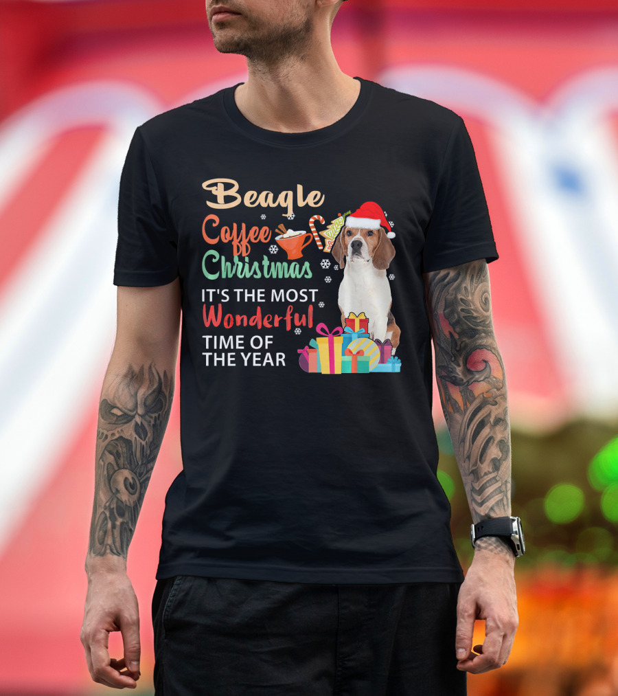 Beagle Coffee Christmas It's the Most Wonderful Time of the Year T-Shirt