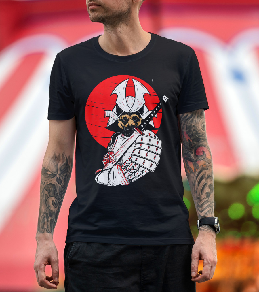 German Shepherd Samurai Katana Japan Seal Moon T-Shirt