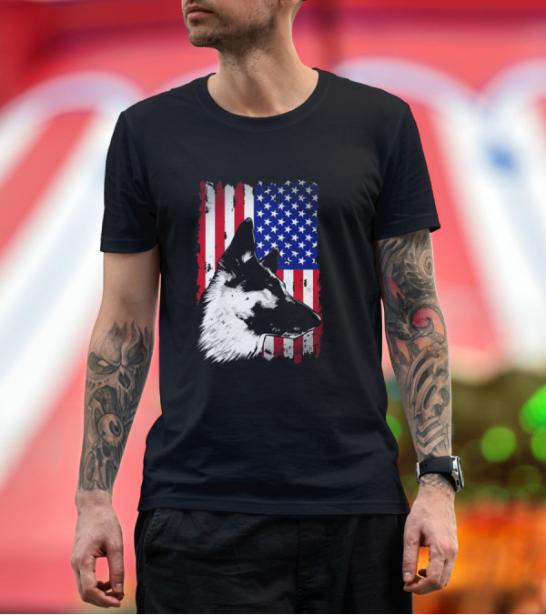 Premium T-Shirt: German Shepherd Military K9 USA Flag Patriotic Longevity T-Shirt German Shepherd Military K9 USA Flag Patriotic Longevity T-Shirt