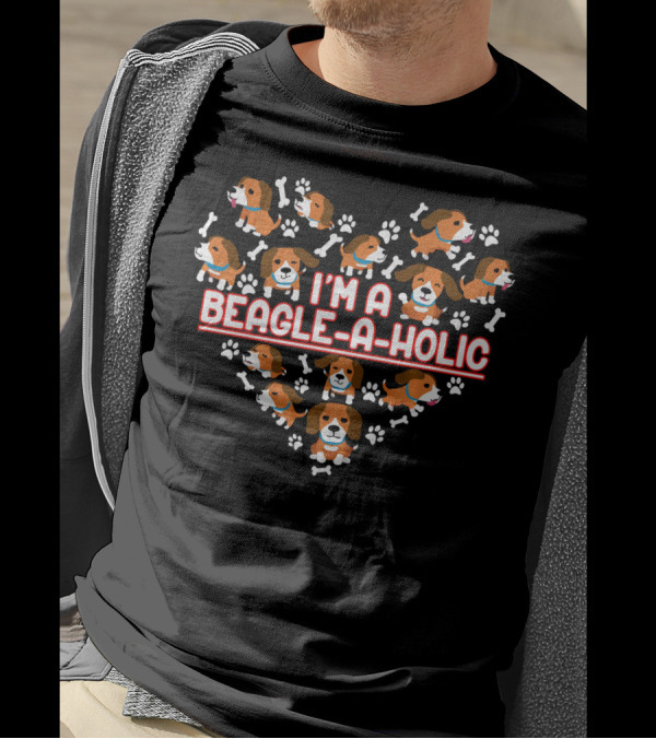 I'm A Beagle-A-Holic Heart Design With Bones And Paw Prints T-Shirt