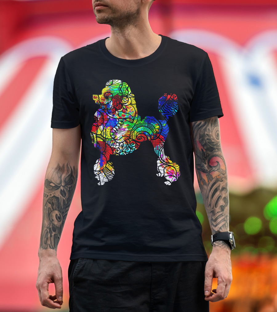 Colorful Spiral Pattern Poodle T-Shirt
