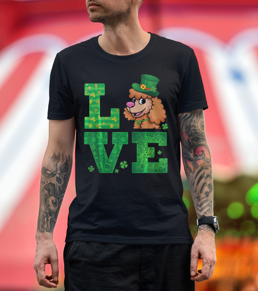 Love Poodle St Patricks Day Green Shamrock Hat T-Shirt