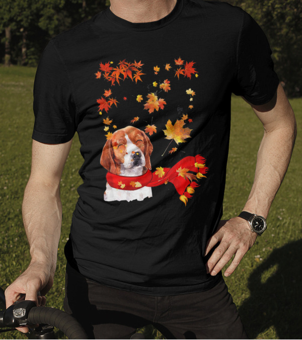 Maple Leaf Beagle Fall Hello Autumn Leaves Dog Scarf T-Shirt