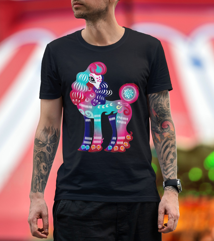 Poodle Funny Poodle Color Silhouette Art Fashion T-Shirt