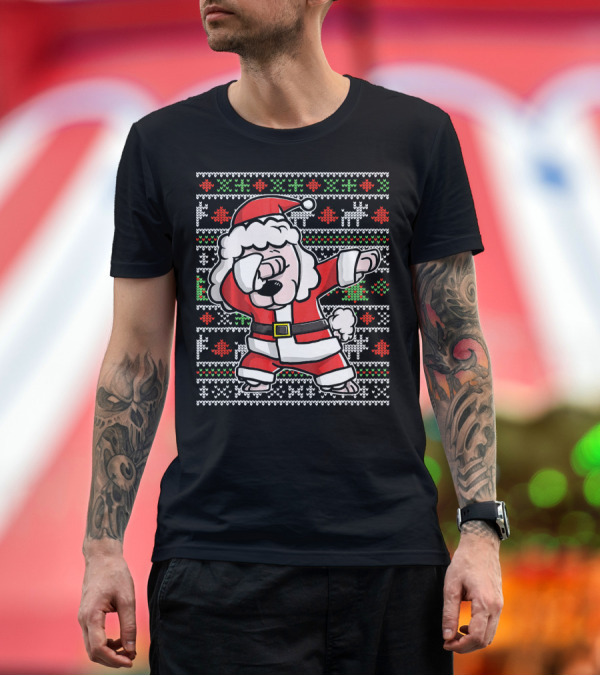 Premium T-Shirt: Santa Poodle Dog Dabbing Christmas T-Shirt Santa Poodle Dog Dabbing Christmas T-Shirt