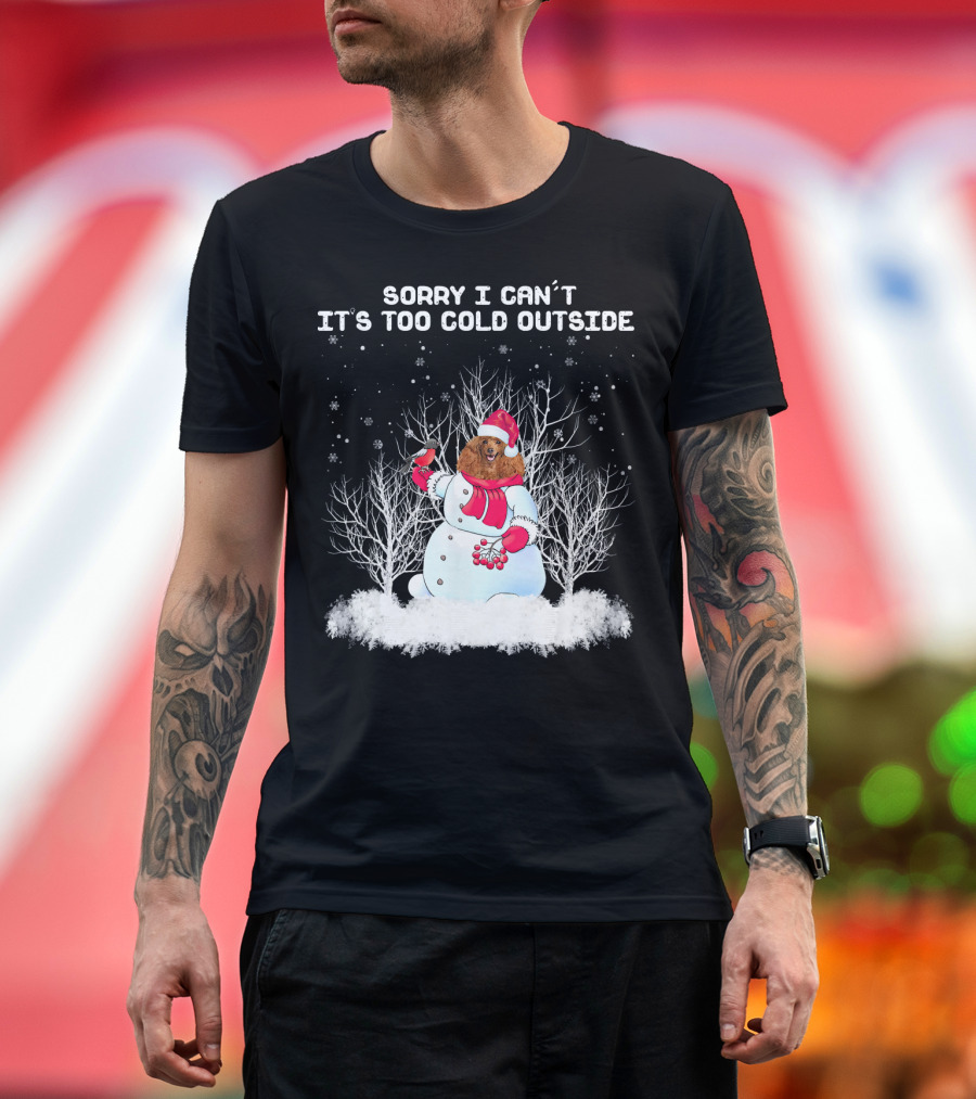 Poodle Sorry I Can't It's Too Cold Outside Snowman T-Shirt