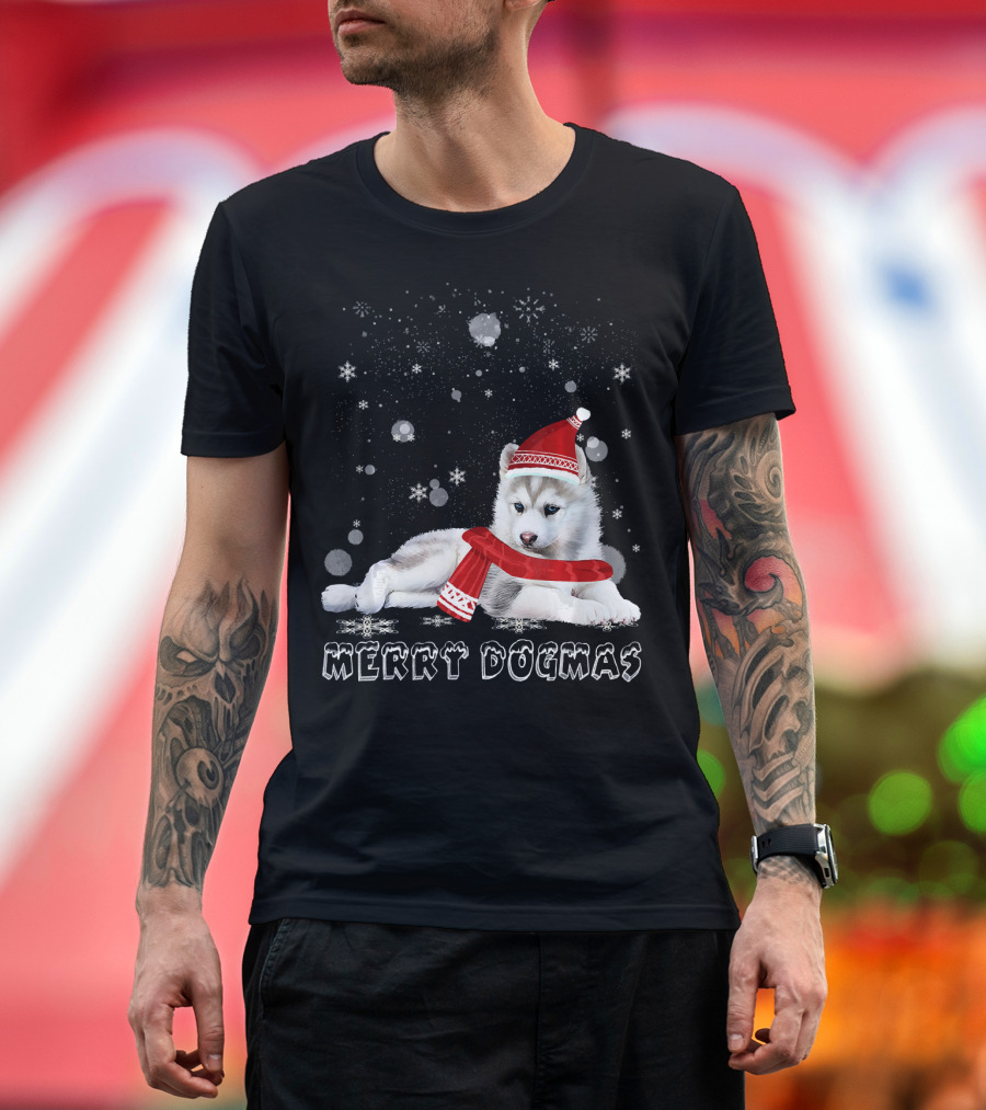 Merry Dogmas Siberian Husky Dog Snow Christmas T-Shirt