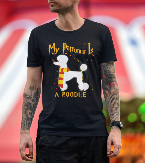 Premium T-Shirt: My Patronus Is A Poodle Dog Wizarding Scarf Stars T-Shirt My Patronus Is A Poodle Dog Wizarding Scarf Stars T-Shirt