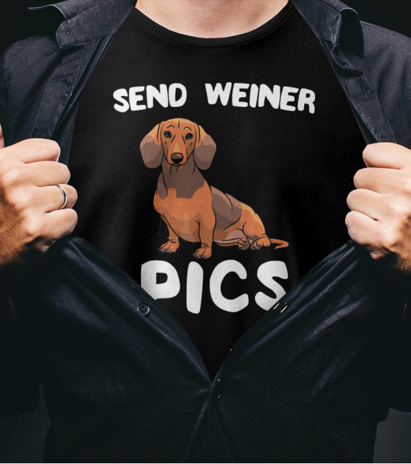 Send Weiner Pics Funny Doxie Dachshund T-Shirt