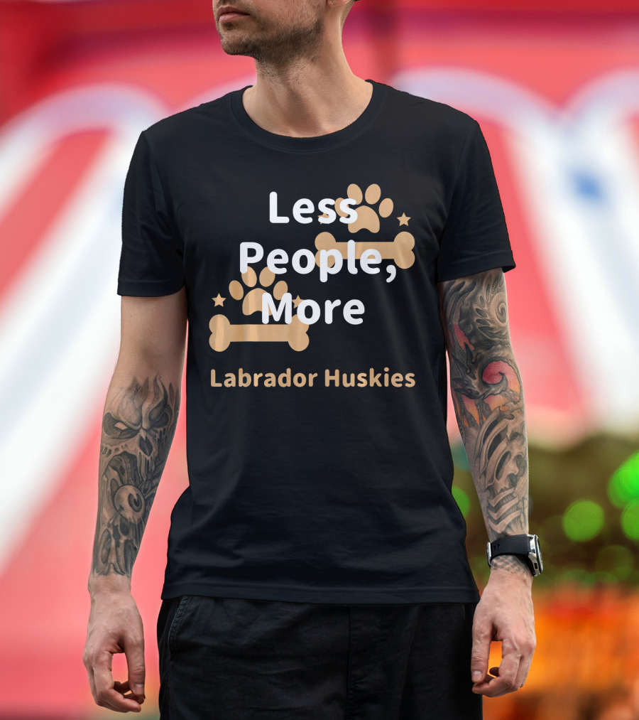 Less People More Labrador Huskies Paw Bone Stars T-Shirt