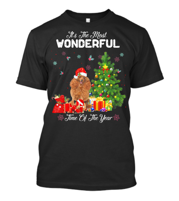 It's The Most Wonderful Time Of The Year Poodle Christmas Tree Santa Hat T-Shirt