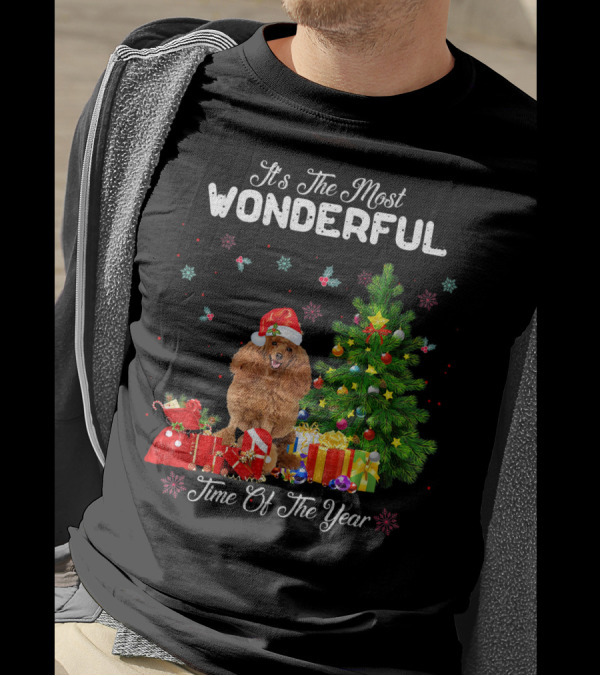 It's The Most Wonderful Time Of The Year Poodle Christmas Tree Santa Hat T-Shirt