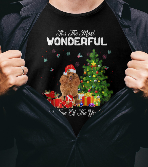 It's The Most Wonderful Time Of The Year Poodle Christmas Tree Santa Hat T-Shirt