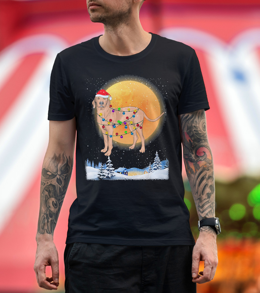 Siberian Husky Lover Funny Christmas Lights Snowy Winter Scene T-Shirt