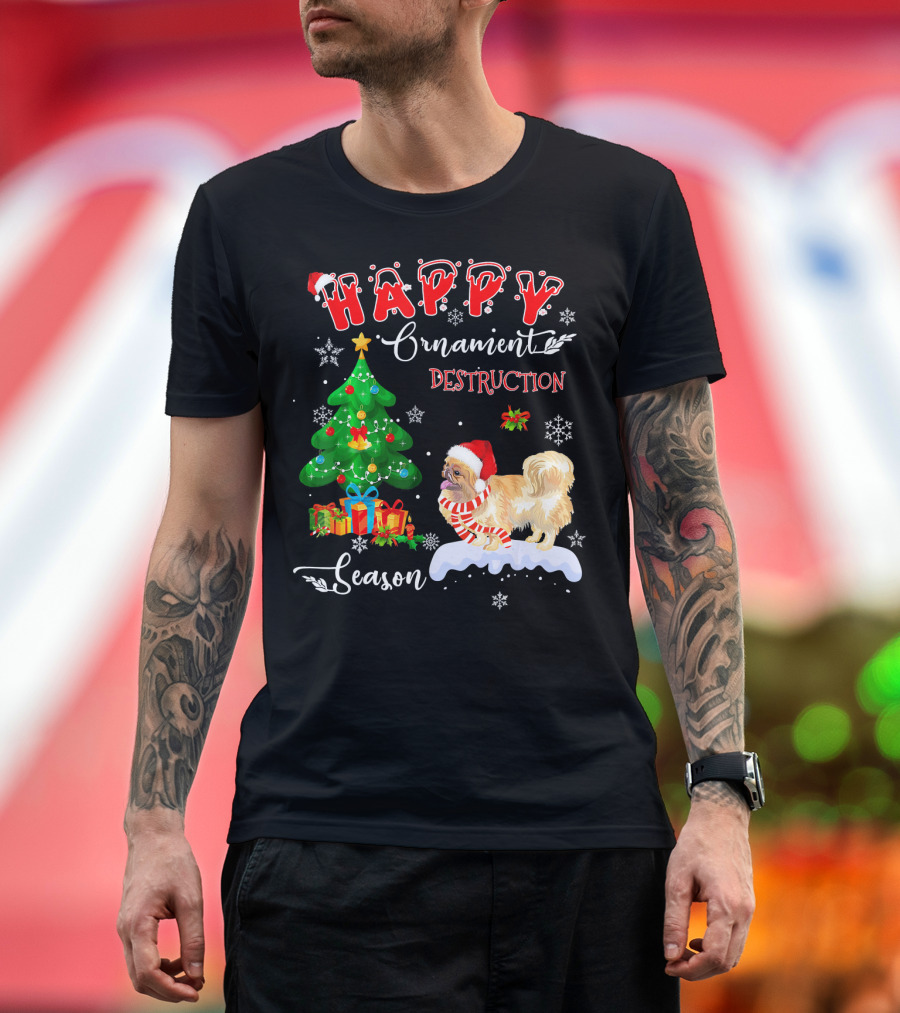 Happy Ornament Destruction Season with Standard Poodle Dog Christmas Scene T-Shirt