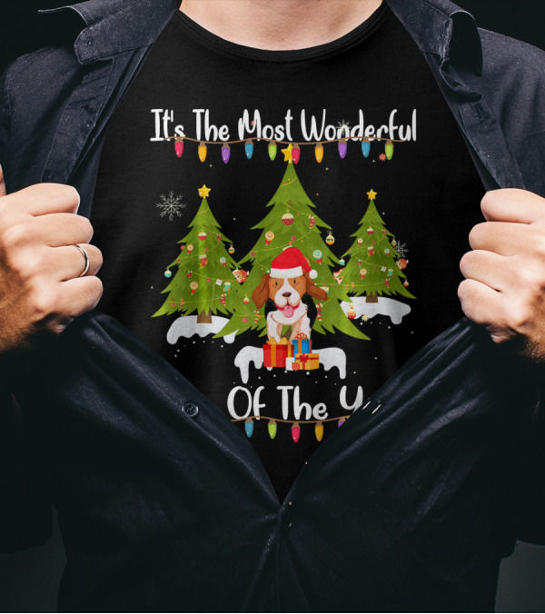 It's The Most Wonderful Time Of The Year Beagle Christmas Lights Trees T-Shirt