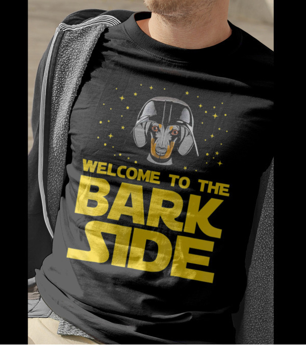 Welcome To The Bark Side Dachshund Helmet Stars T-Shirt