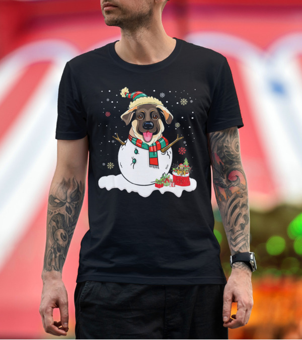 Premium T-Shirt: Merry Snowman German Shepherd Lover with Christmas Gifts T-Shirt Merry Snowman German Shepherd Lover with Christmas Gifts T-Shirt