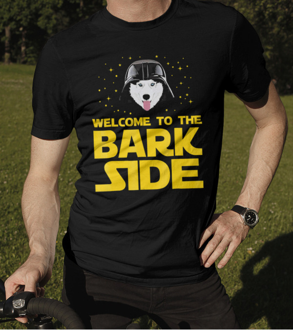 Welcome To The Bark Side Siberian Husky Vader Helmet Stars T-Shirt