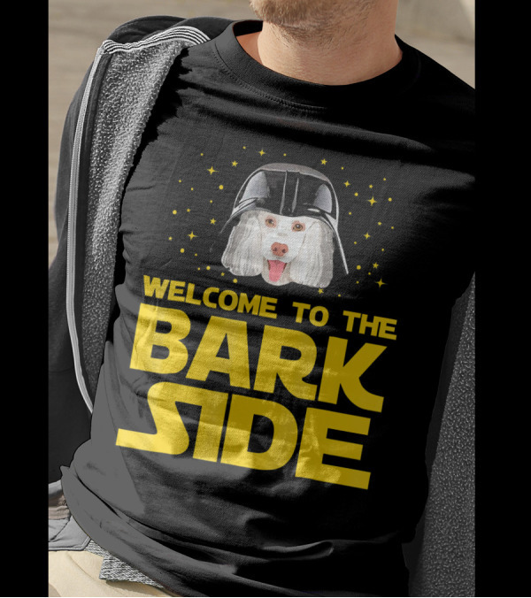 Welcome To The Bark Side - Poodle In Helmet With Stars T-Shirt