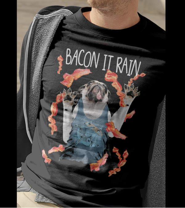 Bacon It Rain Pug Skateboard Tank Bacon Slices T-Shirt