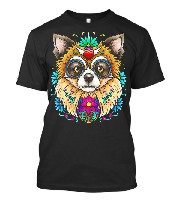 Chihuahua Day Of The Dead Sugar Skull Floral T-Shirt