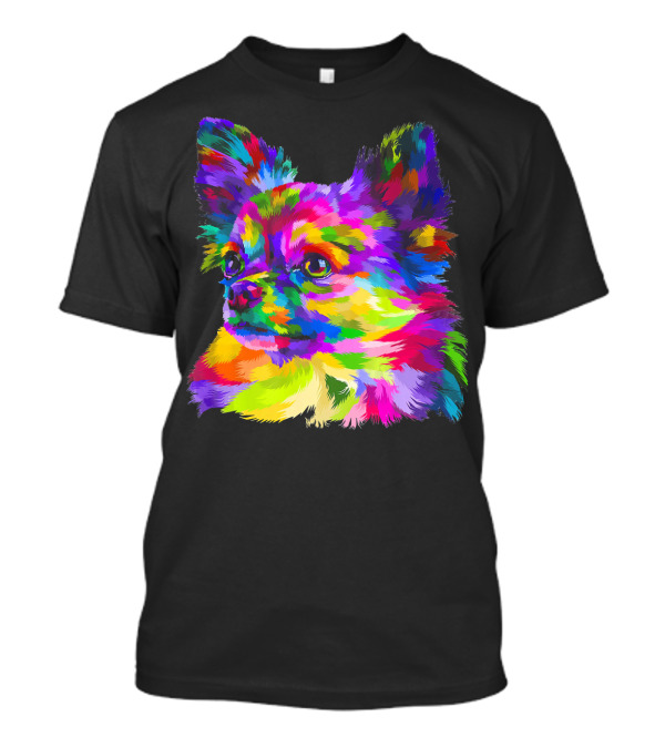 Colorful Chihuahua Head On Geometric Pop T-Shirt