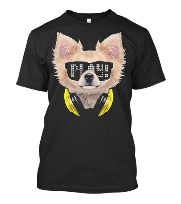 Chihuahua DJ With LED Glasses And Yellow Headphones T-Shirt