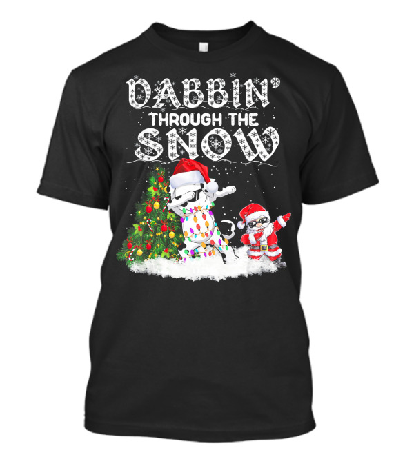 Dabbin Through The Snow Dalmatian Santa Christmas Tree T-Shirt