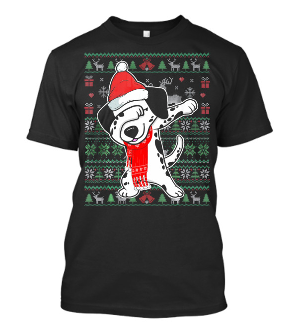 Dabbing Dalmatian Ugly Christmas Sweater Holiday T-Shirt