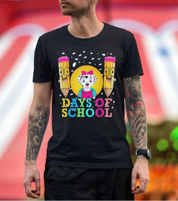 Premium T-Shirt: 101 Days Of School Dalmatian Dog Pencils Fun T-Shirt 101 Days Of School Dalmatian Dog Pencils Fun T-Shirt