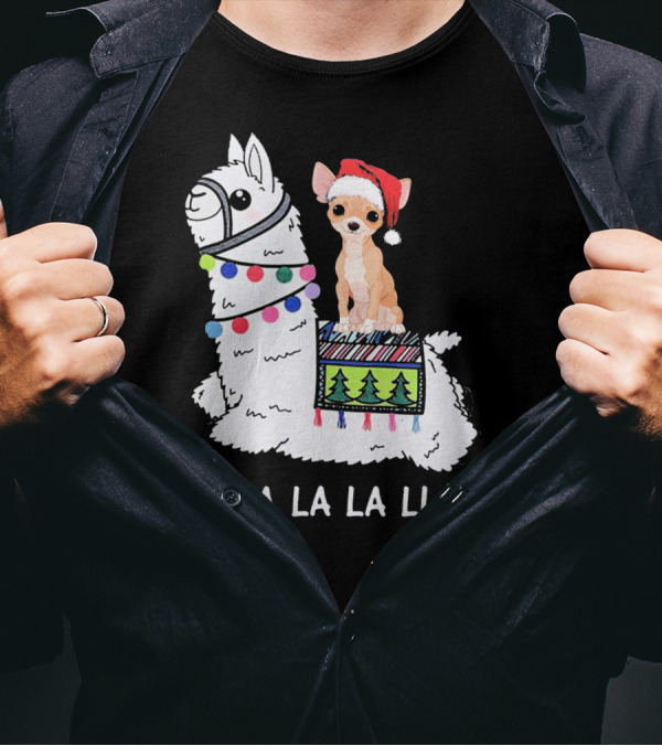 Fa La La La Llama Chihuahua Christmas Riding Llama T-Shirt