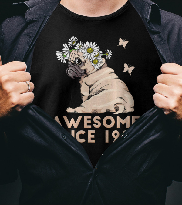 Awesome Since 1989 30th Bday Pug Puppy Dog T-Shirt